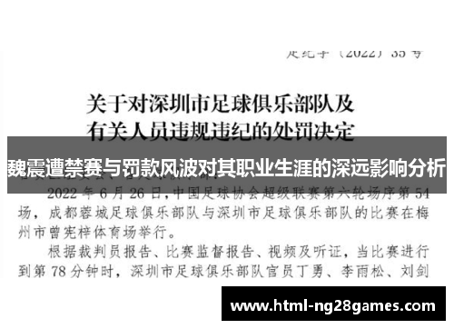 魏震遭禁赛与罚款风波对其职业生涯的深远影响分析
